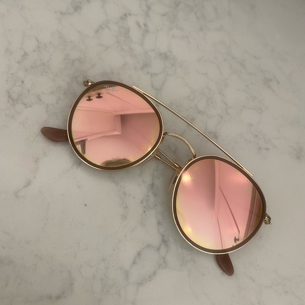Ray-Ban Gold Frame with Pink Lenses Sunglasses